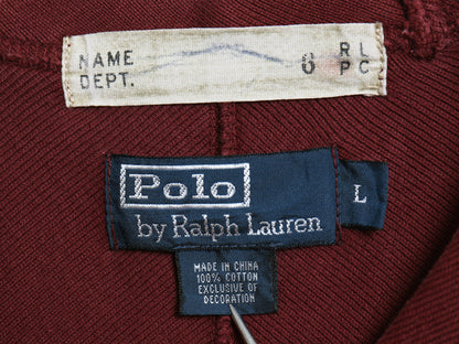 00s ポロ ラルフローレン フットボール 長袖 Tシャツ メンズ L / オールド ロンT フェルト ワッペン ナンバリング ヘビーウェイト コットン