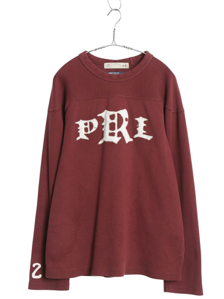00s ポロ ラルフローレン フットボール 長袖 Tシャツ メンズ L / オールド ロンT フェルト ワッペン ナンバリング ヘビーウェイト コットン