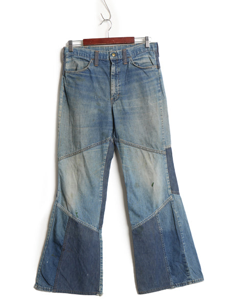 70s ★ パッチワーク デニム フレア パンツ 実寸 31 30 / 古着 ヴィンテージ ベルボトム ブーツカット ジーパン ジーンズ クレイジー TALON