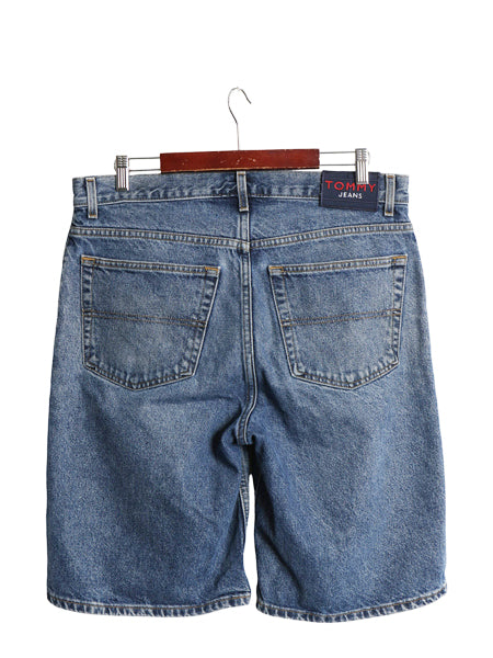 00s ☆ トミーヒルフィガー デニム ショート パンツ 34 / 古着 オールド Y2K ストリート ショーツ ジーパン ジーンズ バギー ルーズ 短パン