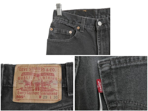 00s USA製 リーバイス 505 ブラック デニム パンツ メンズ 29 30 オールド ジーンズ ジーパン Gパン スリム ストレート ボトムス 黒 赤タブ