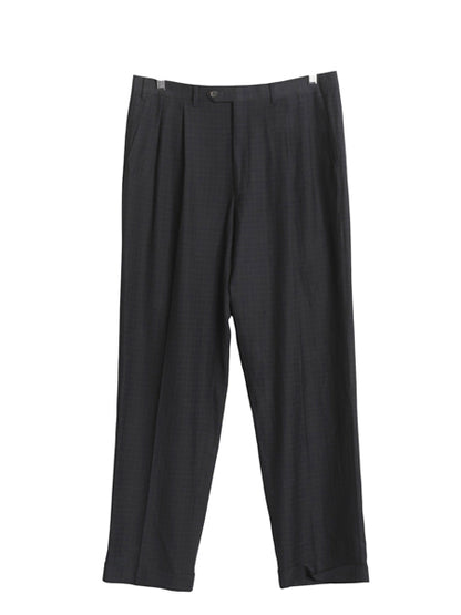 ラルフローレン グラフ チェック サマー スラックス パンツ メンズ 36 32 / 古着 ポロ ツータック ストレート パンツ シワになりにくい 黒