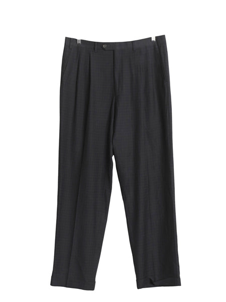 ラルフローレン グラフ チェック サマー スラックス パンツ メンズ 36 32 / 古着 ポロ ツータック ストレート パンツ シワになりにくい 黒