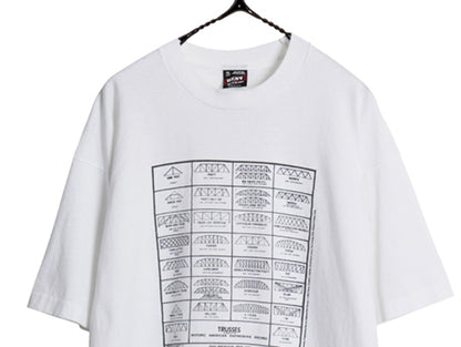 90s USA製 ★ 建築 トラス 構造 アート イラスト プリント Tシャツ メンズ XL 古着 オールド 当時物 企業物 グラフィック 大きいサイズ 白