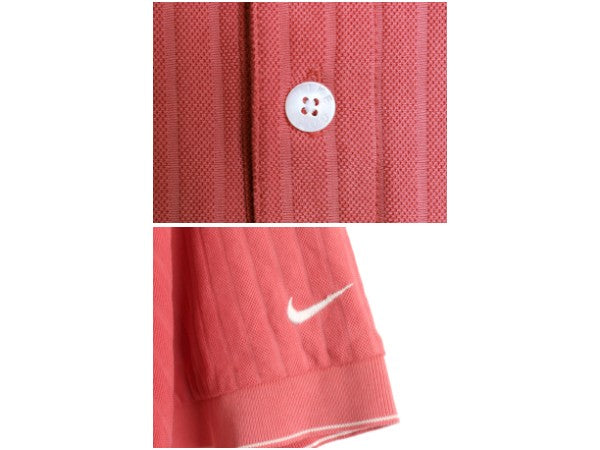 00s ナイキ ゴルフ ストライプ 鹿の子 半袖 ポロシャツ メンズ XL / オールド 半袖シャツ ワンポイント スウッシュ 織柄 シンプル ボックス