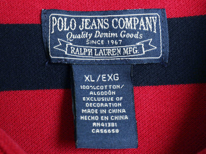 ポロジーンズ ラルフローレン ボーダー 鹿の子 半袖 ポロシャツ メンズ XL / 半袖シャツ カットソー ナンバリング ボックス 大きいサイズ