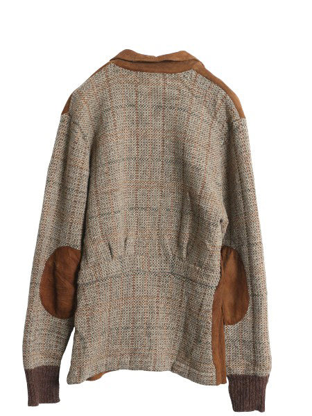 80s ラルフローレン 本革 レザー ニット ジャケット レディース L ポロ ヴィンテージ 鹿革 ディアスキン スウェード ハンティング セーター