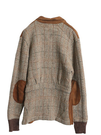 80s ラルフローレン 本革 レザー ニット ジャケット レディース L ポロ ヴィンテージ 鹿革 ディアスキン スウェード ハンティング セーター