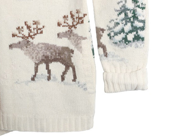 90s ローレン ラルフローレン ノルディック ニット カーディガン レディース M / オールド ポロ ラム ウール ハンドメイド パーカー 絵柄