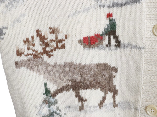 90s ローレン ラルフローレン ノルディック ニット カーディガン レディース M / オールド ポロ ラム ウール ハンドメイド パーカー 絵柄