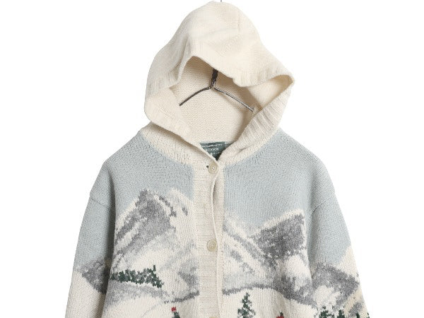 90s ローレン ラルフローレン ノルディック ニット カーディガン レディース M / オールド ポロ ラム ウール ハンドメイド パーカー 絵柄