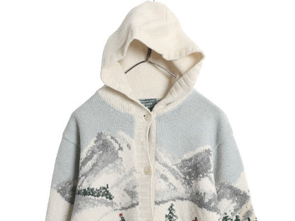 90s ローレン ラルフローレン ノルディック ニット カーディガン レディース M / オールド ポロ ラム ウール ハンドメイド パーカー 絵柄