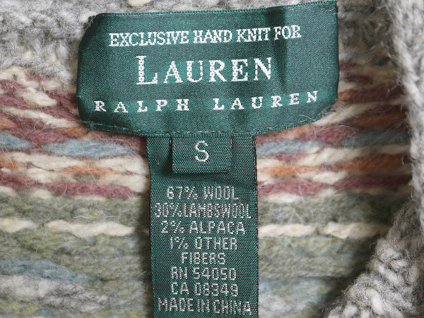 90s ローレン ラルフローレン ノルディック ニット セーター レディース S オールド ポロ ラム ウール ハンドメイド ハイネック ロング丈