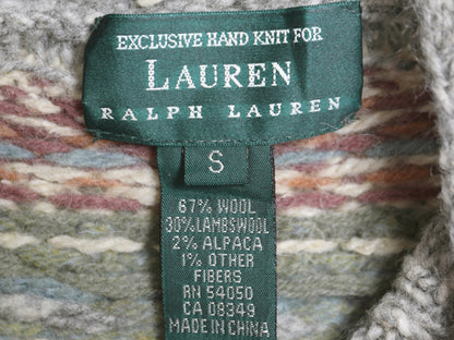 90s ローレン ラルフローレン ノルディック ニット セーター レディース S オールド ポロ ラム ウール ハンドメイド ハイネック ロング丈