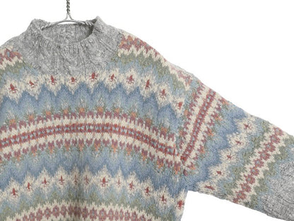 90s ローレン ラルフローレン ノルディック ニット セーター レディース S オールド ポロ ラム ウール ハンドメイド ハイネック ロング丈