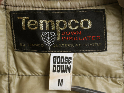 70s USA製 ★ Tempco キルティング ダウン ジャケット メンズ M ヴィンテージ アウトドア フルジップ ブルゾン ショールカラー ショート丈
