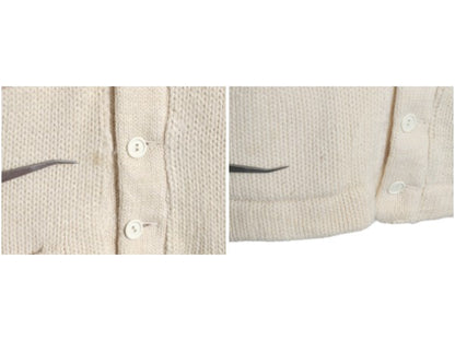 70s Lanza レタード ニット カーディガン メンズ M ヴィンテージ セーター アワード カレッジ サガラ ワッペン 前開き 重ね着 ポケット付き