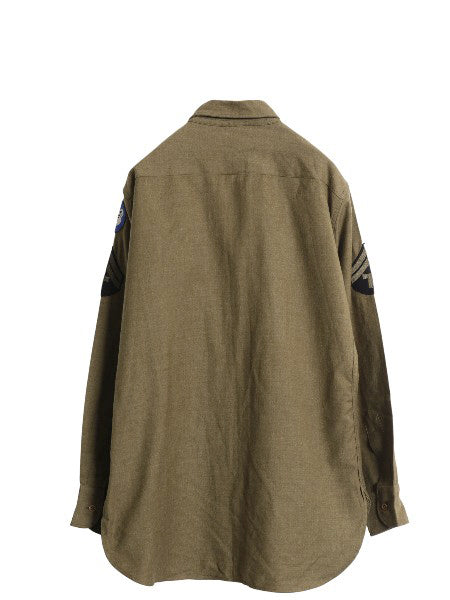 40s 米軍実物 US ARMY M-1937 ウール マスタード シャツ メンズ M / 42年製 ヴィンテージ ミリタリー アーミー 軍物 大戦 マチ付き カーキ