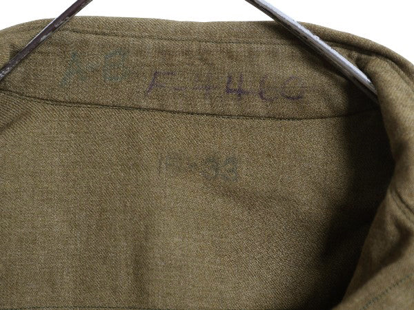 40s 米軍実物 US ARMY M-1937 ウール マスタード シャツ メンズ M / 42年製 ヴィンテージ ミリタリー アーミー 軍物 大戦 マチ付き カーキ