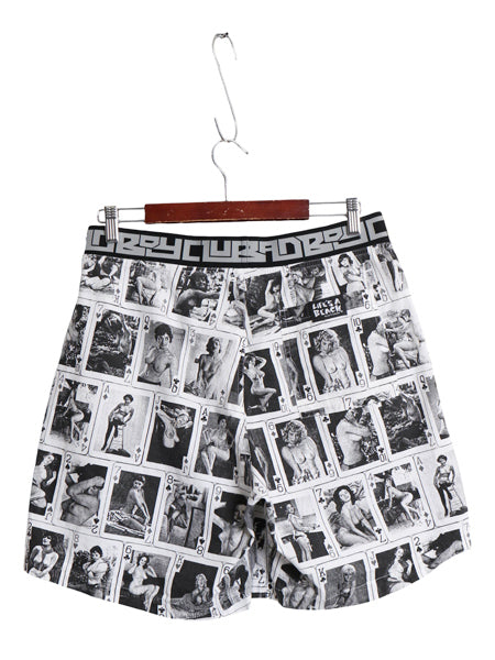 80s USA製 ★ LIFE'S A BEACH 総柄 ショート パンツ メンズ L / ヴィンテージ 当時物 サーフ スケート ショーツ ヌード ピンナップガール