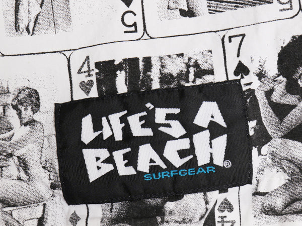 80s USA製 ★ LIFE'S A BEACH 総柄 ショート パンツ メンズ L / ヴィンテージ 当時物 サーフ スケート ショーツ ヌード ピンナップガール