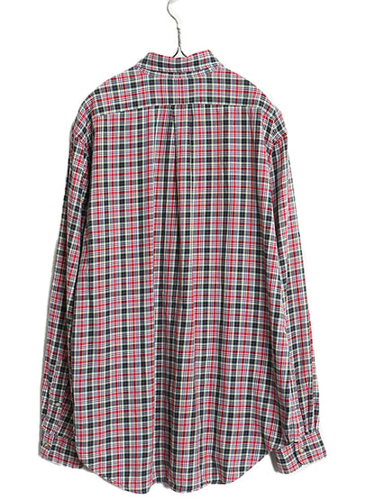 00s ラルフローレン チェック 長袖 ボタンダウン シャツ メンズ XL 古着 オールド ポロ 長袖シャツ コットン ワンポイント BD 大きいサイズ