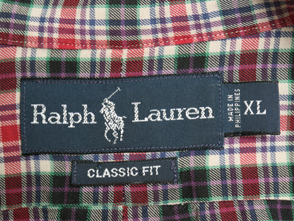 00s ラルフローレン チェック 長袖 ボタンダウン シャツ メンズ XL 古着 オールド ポロ 長袖シャツ コットン ワンポイント BD 大きいサイズ