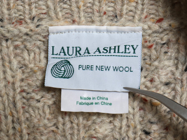 LAURA ASHLEY タートルネック ケーブル ニット セーター レディース M 古着 ウール アラン フィッシャーマン ロング丈 ワンピース シンプル