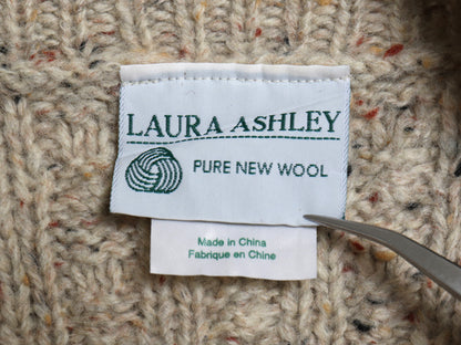 LAURA ASHLEY タートルネック ケーブル ニット セーター レディース M 古着 ウール アラン フィッシャーマン ロング丈 ワンピース シンプル
