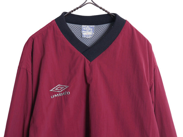 90s ☆ アンブロ リバーシブル ナイロン ピステ トップ メンズ M / オールド サッカー プルオーバー ジャケット ウォームアップ ブルゾン