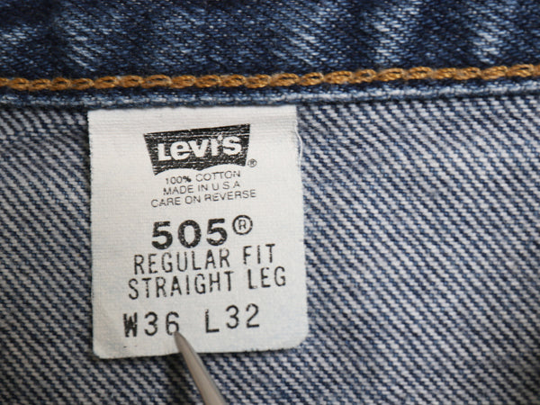 00s USA製 リーバイス 505 デニム パンツ メンズ 36 32 古着 オールド スリム テーパード ストレート ジーンズ ジーパン ヒゲ アタリ 濃紺