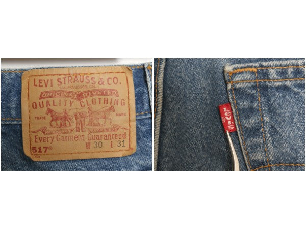 90s USA製 リーバイス 517 ブーツカット デニム パンツ 30 31 / オールド ジーンズ ジーパン Gパン フレア ボトムス 赤タブ 鬼 ヒゲ アタリ