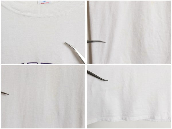 90s USA製 ラッセル 3段 プリント Tシャツ メンズ XXL / オールド カレッジ カプセル ヘビーウェイト コットン カットソー 大きいサイズ 白