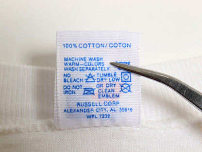 90s USA製 ラッセル 3段 プリント Tシャツ メンズ XXL / オールド カレッジ カプセル ヘビーウェイト コットン カットソー 大きいサイズ 白