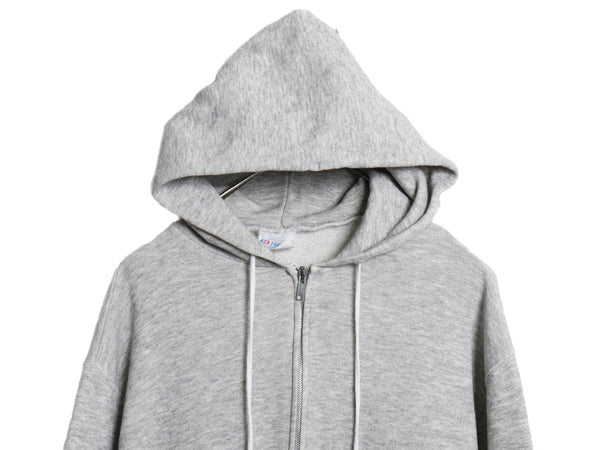 80s USA製 ヘインズ 無地 フルジップ スウェット フード パーカー メンズ L 小さめ M 程 ヴィンテージ トレーナー ソリッド 裏起毛 灰 薄手