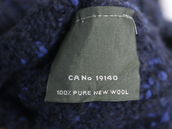 アイルランド製 ハーフジップ フィッシャーマン ウール ニット セーター メンズ M / アラン ケーブル プルオーバー ハイネック ネップ 紺