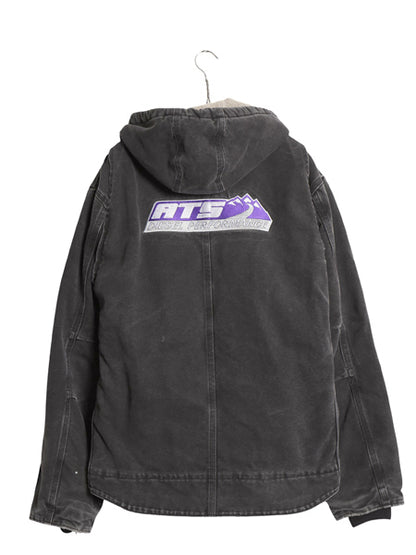 00s US企画 カーハート ダック シエラ ジャケット メンズ L オールド J141 ワーク フルジップ フード パーカー 裏 ボア パイル フリース 黒