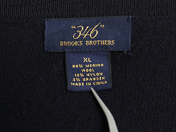 ブルックスブラザーズ ニット セーター メンズ XL / メリノ ウール 長袖ニット  Vネック ハイゲージ ストレッチ シンプル 大きいサイズ 紺