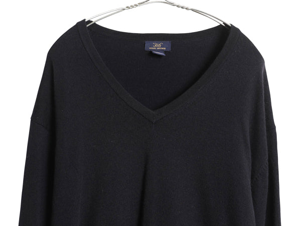 ブルックスブラザーズ ニット セーター メンズ XL / メリノ ウール 長袖ニット  Vネック ハイゲージ ストレッチ シンプル 大きいサイズ 紺