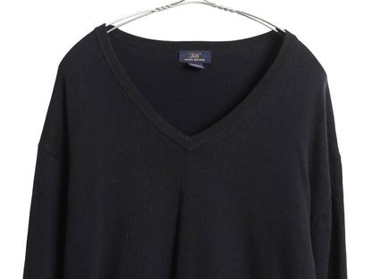 ブルックスブラザーズ ニット セーター メンズ XL / メリノ ウール 長袖ニット  Vネック ハイゲージ ストレッチ シンプル 大きいサイズ 紺