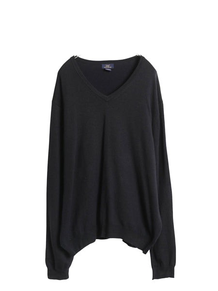 ブルックスブラザーズ ニット セーター メンズ XL / メリノ ウール 長袖ニット  Vネック ハイゲージ ストレッチ シンプル 大きいサイズ 紺