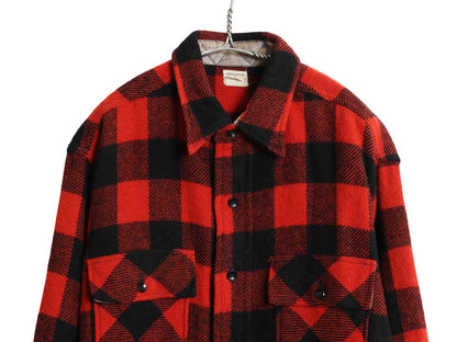 50s タウンクラフト CPO ウール シャツ XXL 程/ ヴィンテージ ペニーズ ブロック チェック マチ付き ジャケット 長袖シャツ 大きいサイズ
