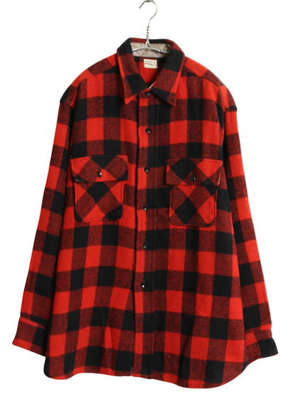50s タウンクラフト CPO ウール シャツ XXL 程/ ヴィンテージ ペニーズ ブロック チェック マチ付き ジャケット 長袖シャツ 大きいサイズ