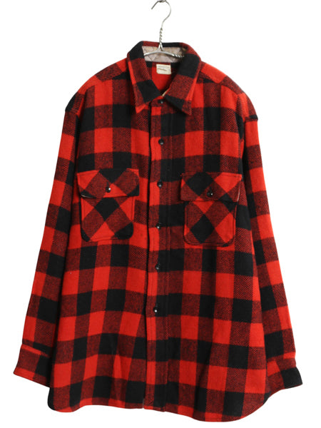 50s タウンクラフト CPO ウール シャツ XXL 程/ ヴィンテージ ペニーズ ブロック チェック マチ付き ジャケット 長袖シャツ 大きいサイズ