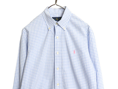 ラルフローレン チェック 長袖 ボタンダウン シャツ メンズ M ポロ コットン 長袖シャツ ワイシャツ ワンポイント シンプル スリムフィット