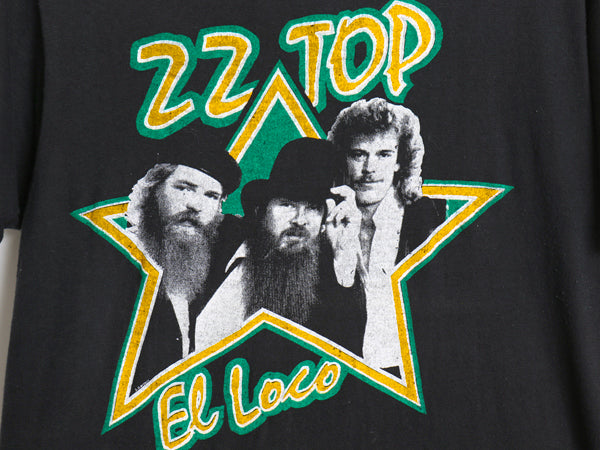 80s USA製 ZZ TOP 両面 プリント Tシャツ メンズ S 程/ ヴィンテージ イラスト グラフィック バンド ロック シングルステッチ 黒 当時物