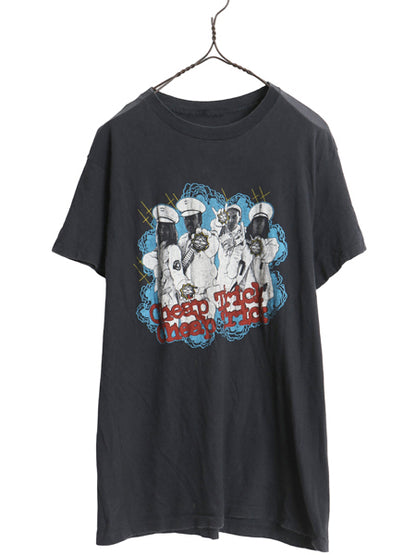 70s ★ チープトリック イラスト プリント Tシャツ メンズ S レディース M / 古着 ヴィンテージ 当時物 バンド ロック シングルステッチ 黒
