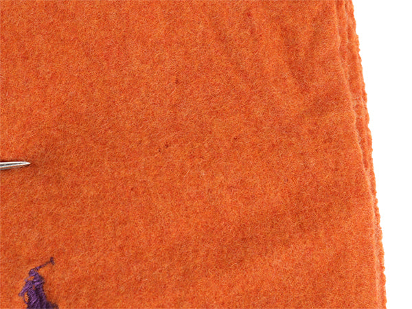 90s イタリア製 ポロ ラルフローレン フリンジ付き マフラー メンズ レディース / オールド ラム ウール ワンポイント オレンジ シンプル