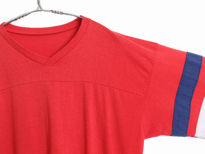 80s USA製 チャンピオン フットボール Tシャツ メンズ L ヴィンテージ 7分袖 ロンT 長袖Tシャツ カットソー シングルステッチ トリコカラー