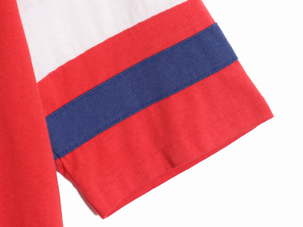 80s USA製 チャンピオン フットボール Tシャツ メンズ L ヴィンテージ 7分袖 ロンT 長袖Tシャツ カットソー シングルステッチ トリコカラー